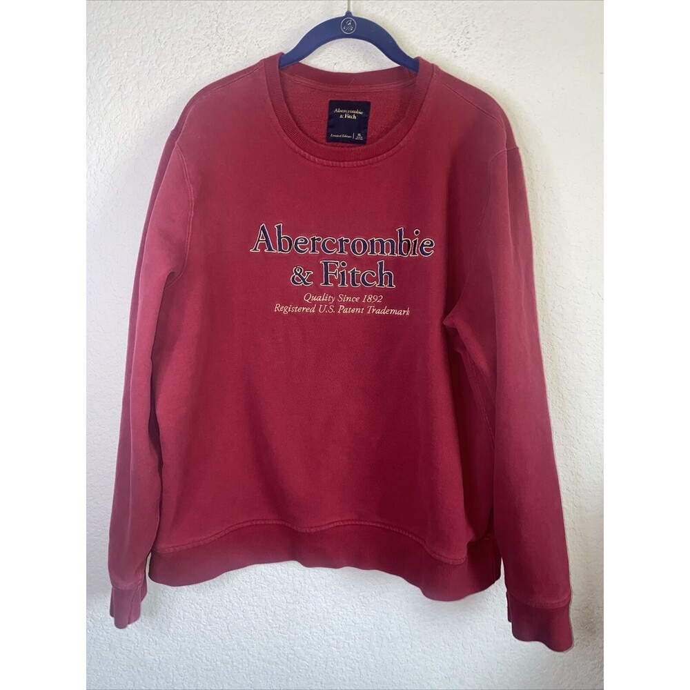 Vintage Abercrombie & Fitch Sweater Mens XL Red Spellout Logo Y2k 90s retro